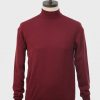 ART GALLERY CLOTHING MOD KNITWEAR Style TERENCE Wine long sleeved, knitted turtle neck with fold-back cuffs.