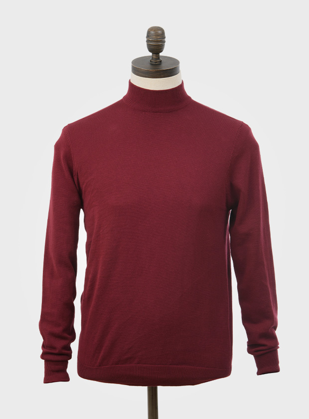 ART GALLERY CLOTHING MOD KNITWEAR Style TERENCE Wine long sleeved, knitted turtle neck with fold-back cuffs.