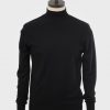 ART GALLERY CLOTHING MOD KNITWEAR Style TERENCE Black long sleeved, knitted turtle neck with fold-back cuffs.